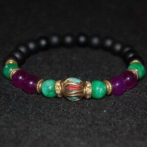 Gemstone Bracelet,Stone Beads Bracelet,Multicolor Stone Beaded Bracelet